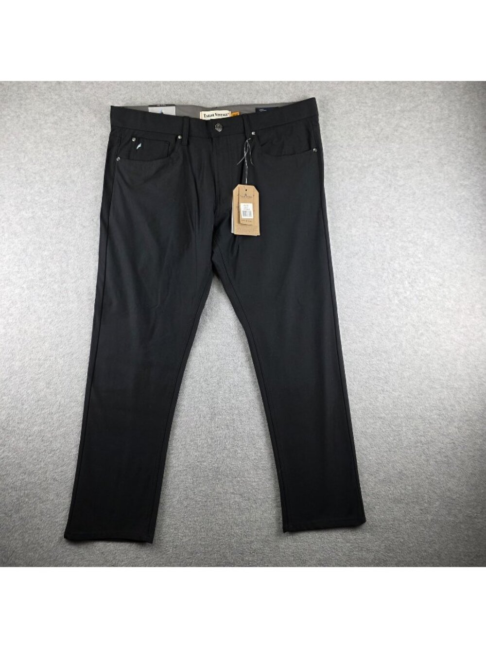 Tailor Vintage Pants Mens 38x30 Black Chino Slim Microfiber Stretch New Canaan
